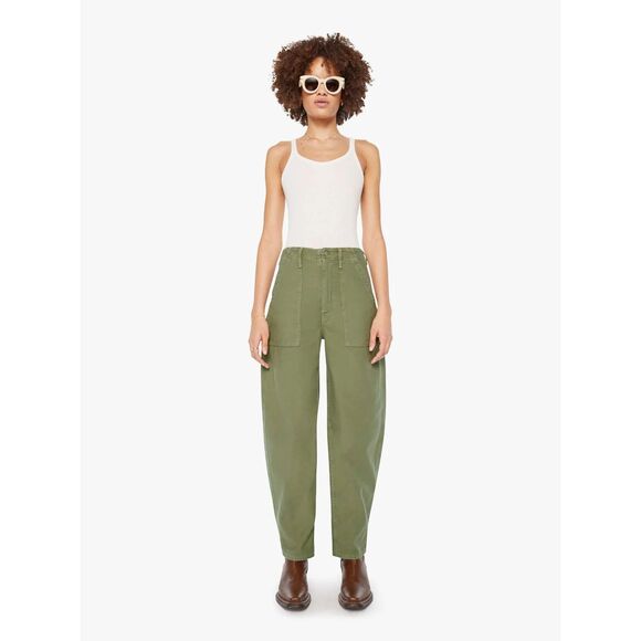 Mother Denim - NEW Mother Fangirl Fatigue Flood High Rise Wide Barrel Pants Dried Herb Sz 28